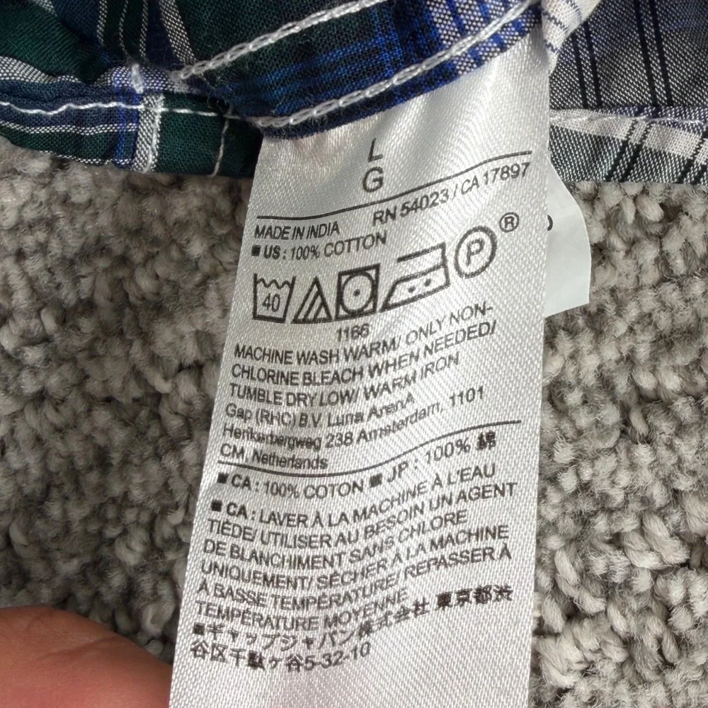 NEW Banana Republic Button Down Shirt Mens L Green Navy Plaid Slim Fit Untucked